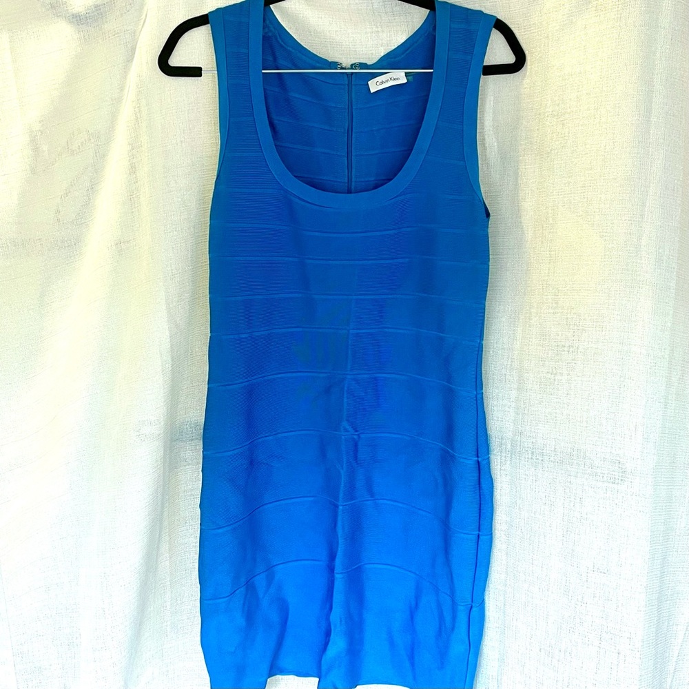 CALVIN KLEIN 💙 cerulean blue teal bandage dress L
